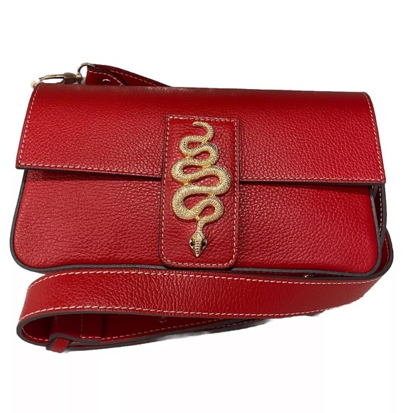 NWT DIVINA FIRENZE 🇮🇹 ITALIAN RED PEBBLED LEATHER CROSSBODY SHOULDER BAG - Picture 4 of 11